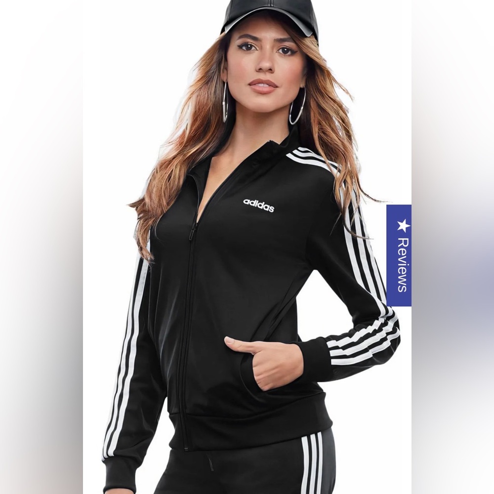 Adidas Black Track Jacket with White Stripes